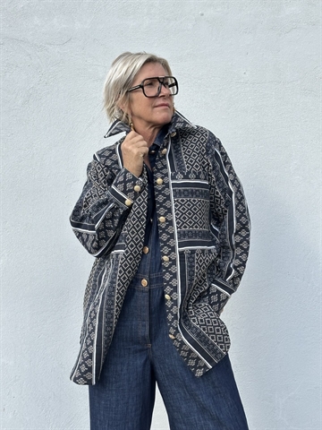 GASPAR Stockholm Jacquard Shirt 2510313 Skjortejakke Dark Blue